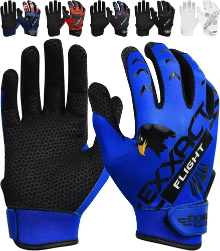 Vista 13 de Exxact Sports Guantes de bateo de béisbol para jóvenes y adultos con palma de cuero texturizada, guantes de bateo de sóftbol para mujeres/hombres