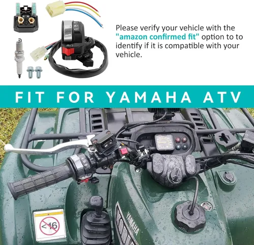 Vista 6 de Compatible con Yamaha Big Bear 400 Kodiak 400 Grizzly 400 2000-2001 Interruptor de parada de arranque y relé de solenoide de arranque y enchufe