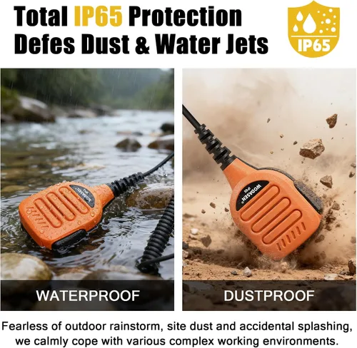 Vista 4 de WODASEN Micrófono de altavoz de radio impermeable Walkie Talkie Micrófono de mano para Retevis Ailunce HD1 HD2 HA1G RT29 RT47 RT47V RT48 RT82 RT83