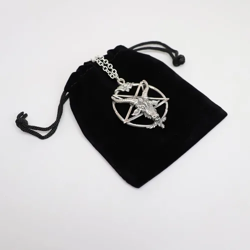 Vista 7 de Colgante satánico de cabeza de cabra baphomet de plata esterlina con collar de plata de ley de 20 pulgadas, Metal