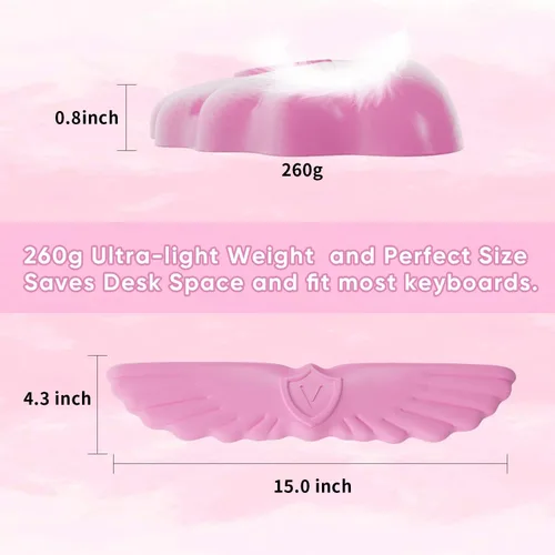 Vista 7 de Sushret Angel Wing Cloud Reposamuñecas para Teclado, Soporte de Muñeca para Teclado de Espuma Viscoelástica de Cuero Suave para Alivio del Dolor