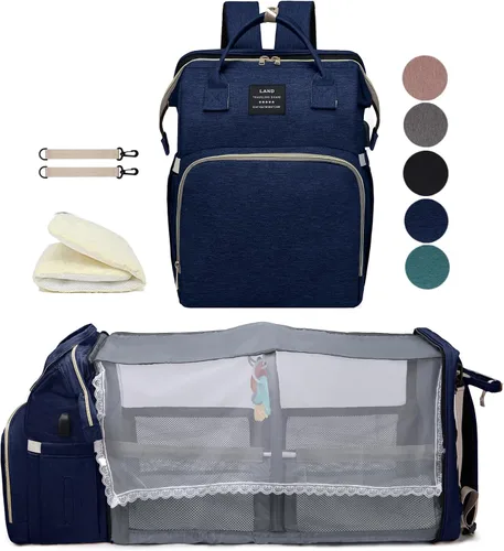 Vista 15 de houscly Mochila para pañales con cambiador: bolsas de bebé de viaje negras para niñas y niños, pañaleras para bebe, artículos esenciales para recién