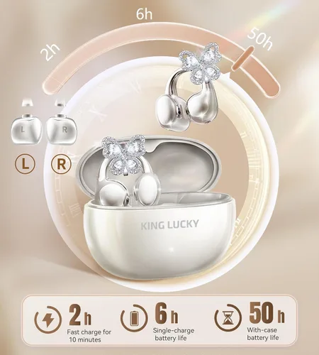 Vista 9 de Kinglucky - Auriculares inalámbricos Bluetooth 5.4 con clip de oreja abierta con micrófono, reproducción de 50 horas, llamadas ENC, impermeables