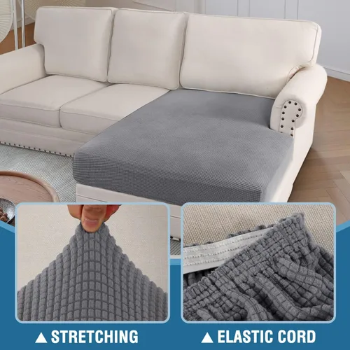 Vista 4 de Fundas para sofá seccional, 1 funda para diván en forma de L, funda separada para sofá seccional izquierdo y derecho (1 diván, gris claro)