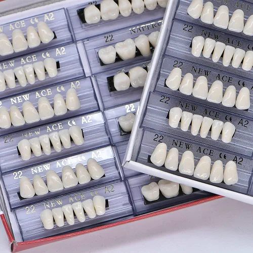 Vista 5 de 168 piezas dentales de resina sintética dental, 6 juegos de dientes falsos 22 A2 sombra superior inferior dental para dientes de terror de Halloween