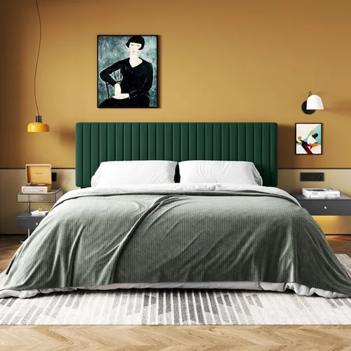 Vista 19 de HOOMIC Twin Bed Frame, Velvet Upholstered Platform Bed with Adjustable Vertical Channel Tufted Headboard, Mattress Foundation with Strong Wooden