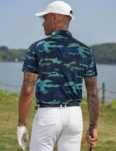 Vista 152 de TAPULCO Camisetas tipo polo de secado rápido para hombre, diseño de camuflaje, atléticas, ligeras, transpirables, casuales, para golf