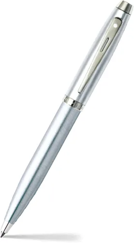 Vista 5 de Sheaffer Pluma estilográfica 100 de laca negra con ribete cromado y punta fina Azul