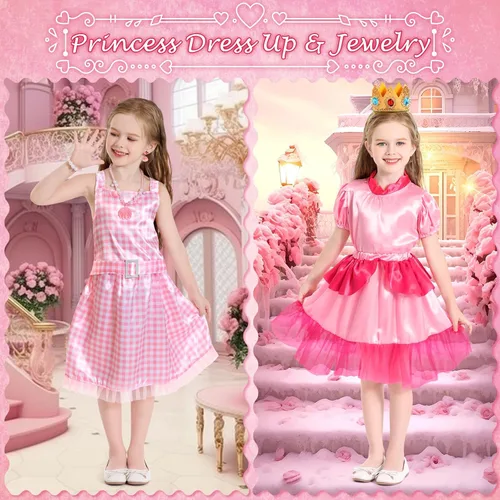 Vista 6 de Chillife Princess Dresses for Girls,Kids Dress Up Clothes Costume Set Princess Toys Gift Girl for Little Girls Ages 3-6yrs