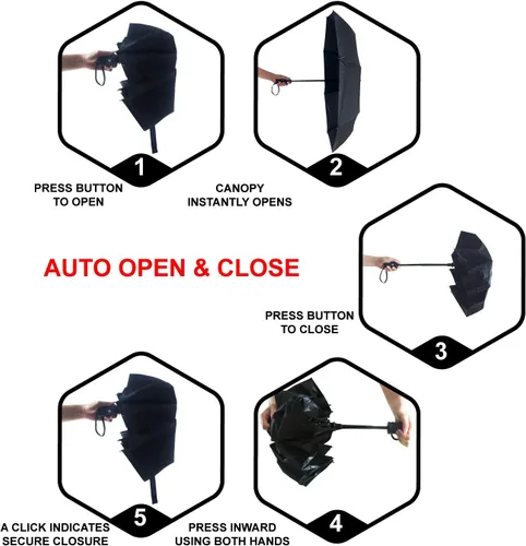 Vista 5 de ABCCANOPY Umbrella Windproof Travel Umbrella - Wind Resistant, Small - Compact, Light, Automatic, Strong, Mini, Folding and Portable - Backpack