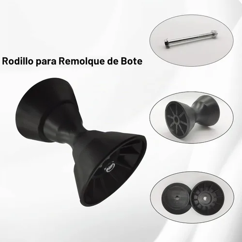 Vista 4 de Ensamblaje de rodillo de campana de arco de remolque de barco de 4 pulgadas con eje de 1/2 pulgada para soporte de 4 pulgadas, poliuretano Negro