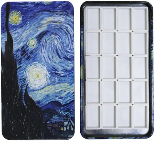 Vista 10 de FCLUB Paleta de latas de acuarela con 20 bandejas vacías completas con rayas magnéticas DIY tu kit de acuarela de viaje