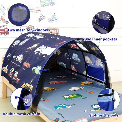 Vista 6 de Tienda de Cama para Niños Camas Individuales - Zoológicos y Coches Tiendas de Juego Maravillosas Niños Niñas Tienda de Juego Interior Ventilada