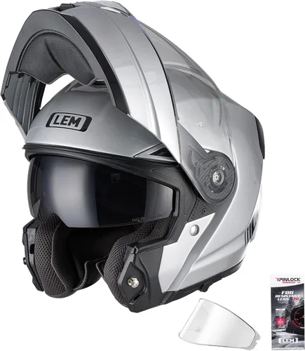 Vista 17 de LEM Cascos modulares de motocicleta de fibra de vidrio, casco de motocicleta de cara completa abatible para excursiones, certificado por DOT, visera