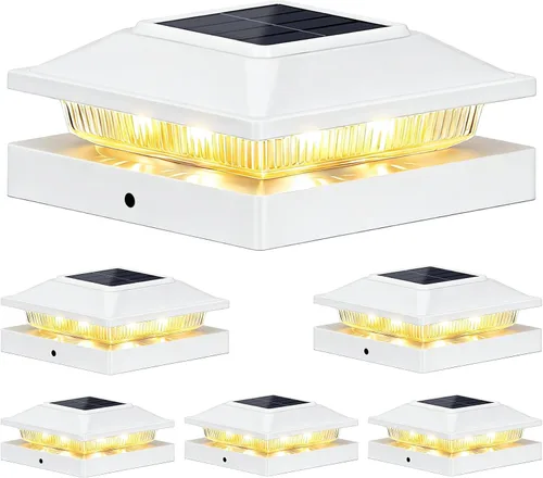 Vista 12 de Brightever Paquete de 6 luces solares para postes de 4 x 4, 3.5 x 3.5, luces solares para postes de valla, impermeables, para postes de vinilo