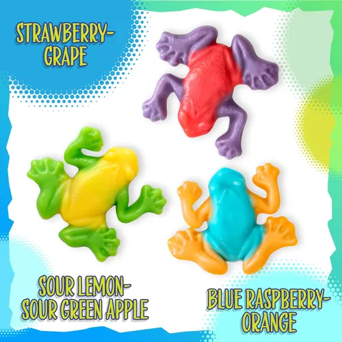 Vista 5 de Gummy Frogs, Gomitas de rana de frutas surtidas, caramelos masticables