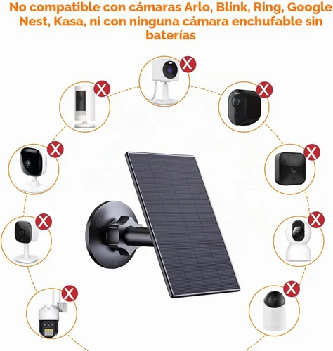 Vista 3 de Zivif - Panel solar de 2 W para cámaras de seguridad con puerto USB y USB-C, paquete de 2 Cargador solar compatible con cámara de batería