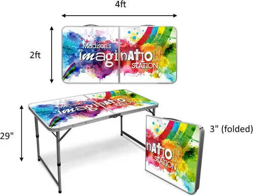 Vista 2 de Infusion Mesa plegable prémium personalizada de 4 pies para artes y actividades