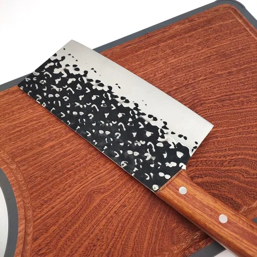 Vista 4 de Cuchillo de carnicero de carne, cuchillo de corte de forja de martillo para el hogar, cuchillo comercial de acero inoxidable para rebanar, cuchillo