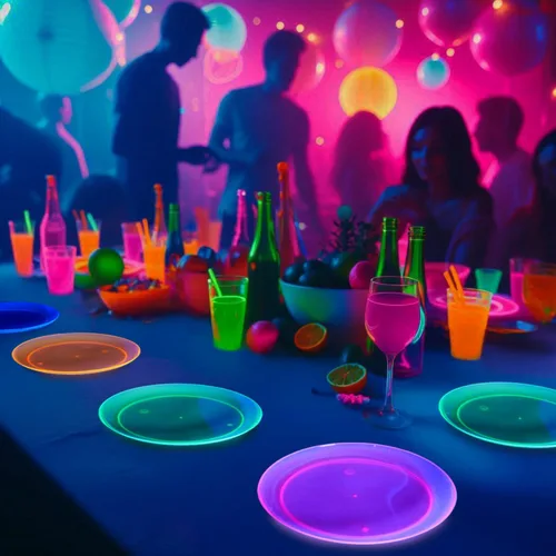Vista 5 de Party Essentials Platos de plástico duro para fiesta/cena de 10.25 pulgadas, neón surtidos, 20