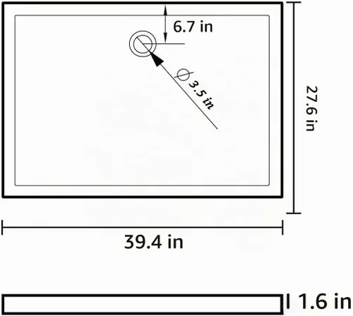Vista 3 de vidaXL - Base de ducha rectangular ABS color blanco 27.6 x 39.4