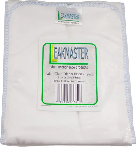 Vista 2 de Leak Master - Pañales reutilizables de gasa de algodón para adultos, paquete de 3 unidades, tamaño XS/S - Insertos aumentan la absorción general