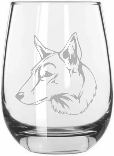 Vista 329 de Shar Pei (chino) - Vaso de vino sin tallo grabado para perro, 15.25 onzas