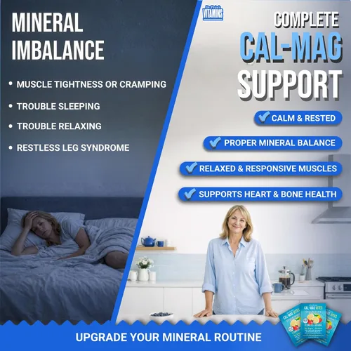 Vista 3 de Cal-Mag Vites - Polvo de calcio y magnesio para hombres y mujeres, vitamina K, D, suplemento mineral, bebida calmante natural para aliviar