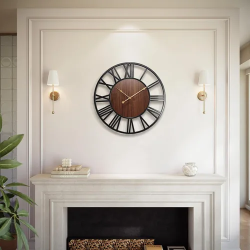 Vista 11 de Reloj de pared grande de 24 pulgadas, relojes de pared metálicos con números arábigos extragrandes para decoración de sala de estar, dormitorio