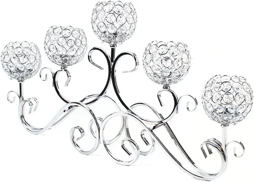 Vista 7 de Centros de mesa de cristal de 5 brazos, portavelas de cristal, candelabros para boda, comedor, mesa de café, decoración de pie, centro de mesa