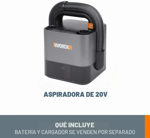 Vista 5 de WORX WX030L.9 Aspiradora Compacta Inalámbrica Cube Vac de 20V Power Share, Solo Herramienta Desnuda, Sin Batería, Negro Battery & Charger not