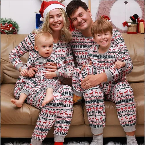 Vista 4 de Oriental eLife Pijamas de Navidad para la familia, conjuntos de pijamas familiares de Navidad a juego, ropa de dormir familiar de Navidad 2023