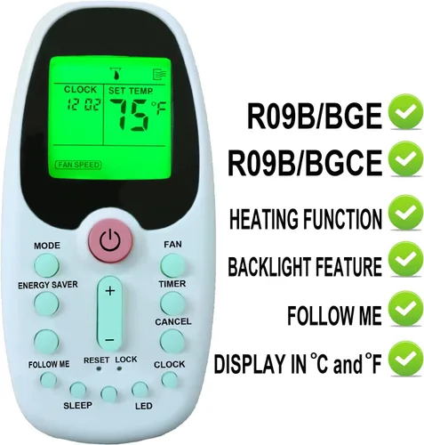 Vista 2 de Reemplazo para Keystone Midea Indurama Aire Acondicionado Control Remoto R09B/BGCE R09/BGCE RG09E/BGCEU1 R09D/BGCE