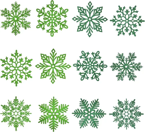 Vista 19 de Sratte Paquete de 12 adornos de copos de nieve grandes con purpurina de 12 pulgadas, decoración gigante de plástico para colgar en invierno
