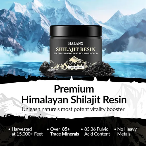Vista 2 de HALANX Resina Shilajit pura del Himalaya – 1.76 onzas de suplementos herbales Shilajit con más de 85 minerales traza 75% + ácido fúlvico Shilajitt