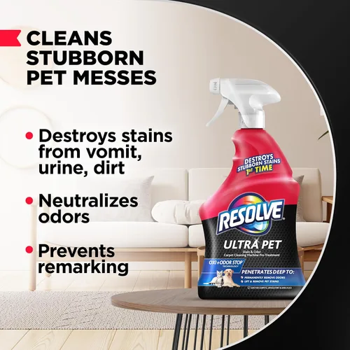 Vista 8 de Resolve Spray limpiador de alfombras Ultra Pet – para eliminar manchas y olores de mascotas, 32 onzas