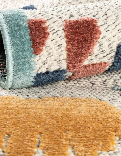Vista 5 de Unique Loom Belize Outdoor Collection - Alfombra de área Moho (2 pies x 3 pies 1 pulgada, rectangular, blanco/azul marino)