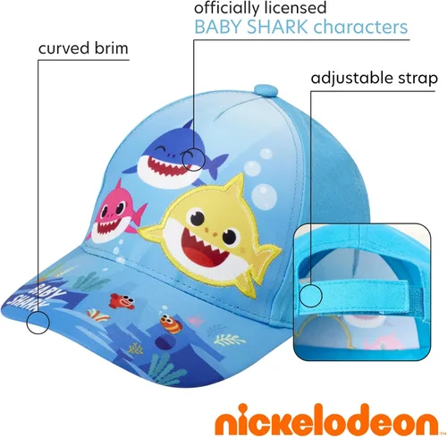 Vista 2 de Nickelodeon Gorro de tiburón para niños pequeños, paquete de 2 gorras de béisbol ajustables
