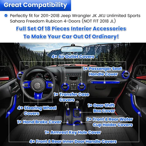 Vista 2 de E-cowlboy Juego completo de 18 piezas de adornos para interior de auto, kit de adornos para interior de auto