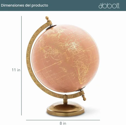 Vista 4 de Abbott Collection 57-LATITUDE-10 - Globo decorativo pequeño giratorio, dorado/negro, 11 pulgadas de alto Negro/dorado