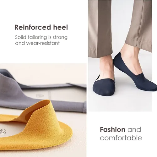 Vista 2 de fidragon Calcetines invisibles para mujer, de corte bajo, invisibles para zapatos planos y de vestir, calcetines con agarre antideslizante