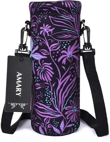 Vista 17 de AMARY - Bolsa de transporte de neopreno para botella de agua, con correa ajustable para el hombro, cubierta aislada para botellas de acero Aves