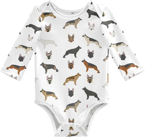 Vista 6 de vvfelixl Body de bebé negro Pug blanco manga larga algodón ropa de bebé para niños niñas 0-24 meses Multi1