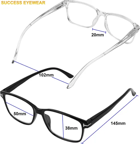 Vista 3 de Success Eyewear Computer Glasses 2 Pk Anti Glare Reflection Classic Reading Glasses for Men and Women