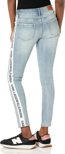 Vista 2 de Karl Lagerfeld Paris Jeans de tiro medio con logotipo ajustado para mujer