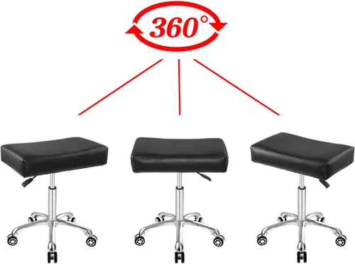 Vista 9 de Antlu Taburete giratorio ajustable para masaje oficina tatuaje cocina, trabajo pesado taburete hidráulico con ruedas (negro)