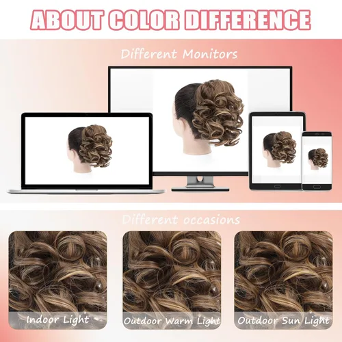 Vista 6 de Extensión de cola de caballo, extensiones de cabello suelto corto rizado con cola de caballo de 9 pulgadas, extensiones de cabello ondulado