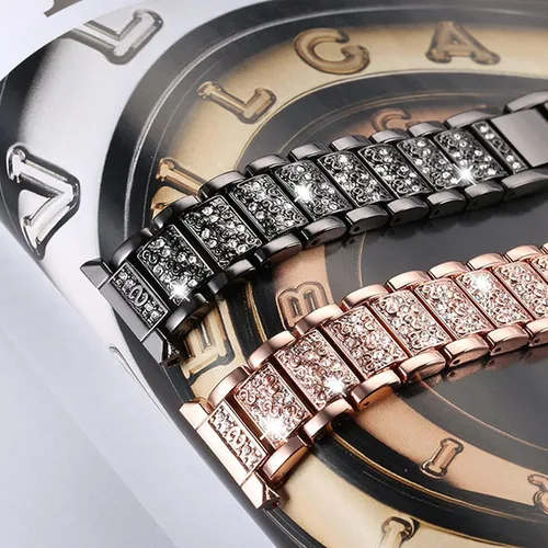 Vista 4 de Correa compatible con Amazfit Bip 5, Lamshaw de liberación rápida de 0.86 pulgadas para mujer, correa de repuesto ajustable de metal con diamantes