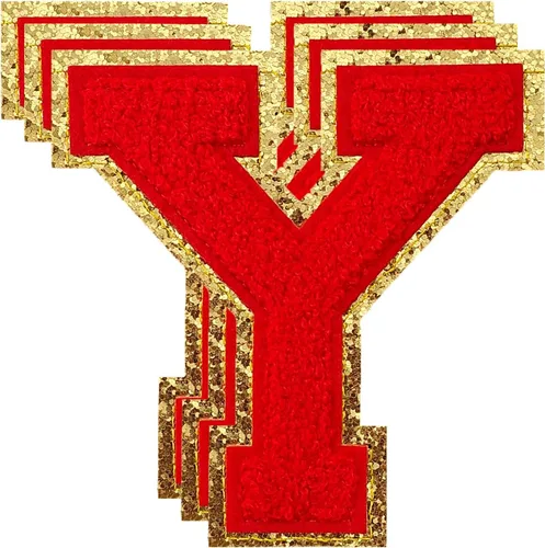 Vista 151 de 3 parches de letras de felpilla roja, parches de letras termo-adhesivas de 4-1/2" con brillantina para ropa, S