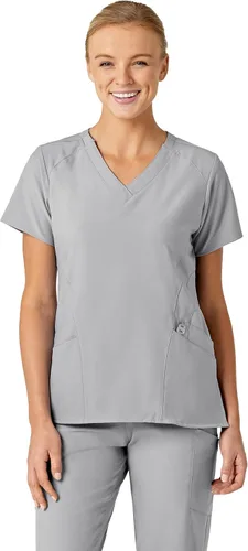 Vista 17 de Uniformes Médicos Wink para Mujer, W123, Blusas Estilizadas con Cuello en V y 5 Bolsillos Negro